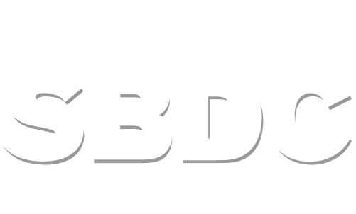 Logo for America’s SBDC Virginia displayed in white on a black background. The top features the word “AMERICA’S” in uppercase letters with a curved line and star graphic above it. Below, large bold letters read “SBDC.” At the bottom, a horizontal bar contains the word “VIRGINIA” in uppercase letters.