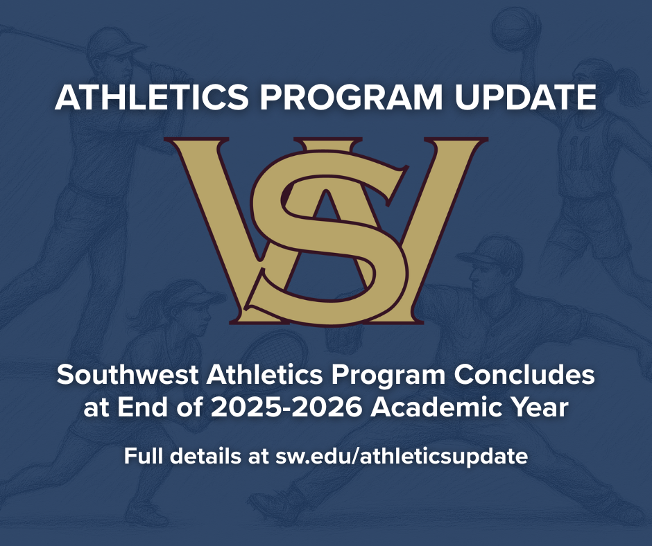 The SWCC Athletics logo along with the text: Athletics Program Update, Southwest Athletics Program Concludes at End of 2025-2026 Academic Year. Full details at sw.edu/athleticupdate